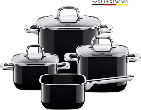 Bộ nồI Silit màu đen 4 món chống dính/Silit Quadro Black Topfset 4tlg